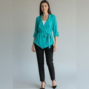 YUMI KIM Vibrant Light Blue Claudia 100% Silk Dressy Blazer Jacket